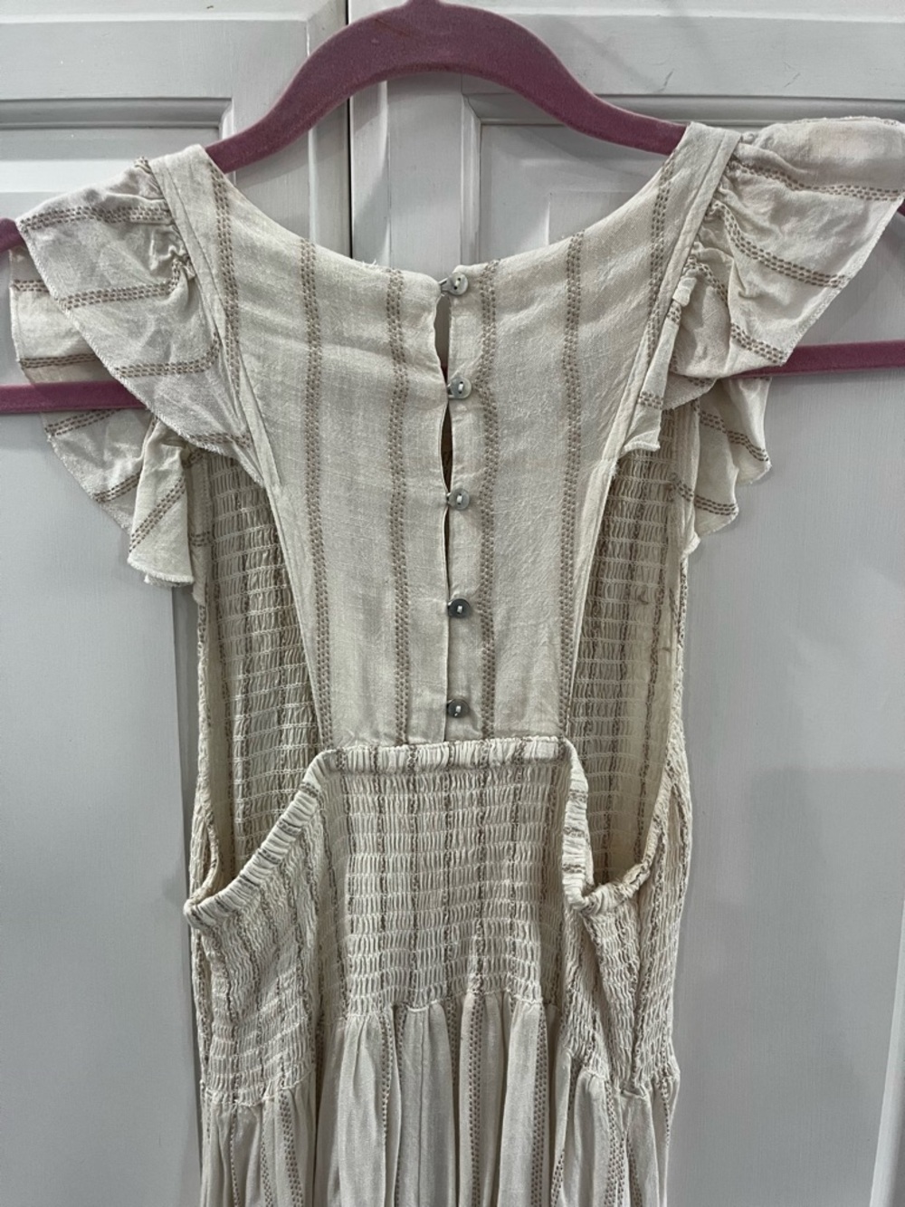 Free People Women's Ivory Sleeveless Smocked Maxi Dress - Picture 6 of 8